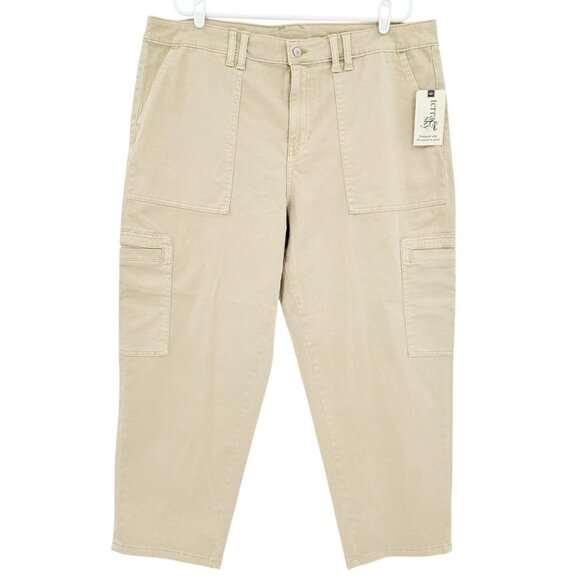 Terra & Sky Womens Stretch High Rise Beige Wash Utility Cargo Pants Size 16W NWT - Picture 1 of 10